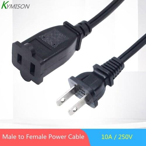 US Canada 2-prong Male To Female Power Extension Cable, NEMA 1-15P To 1-15R AC Power Cord 10A 0.3m/0.5m