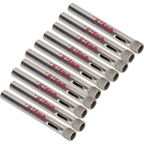 10Pcs 6mm Diamond Coated Drill Bit Tile Ceramic Glass Hole Saws Silver xobw