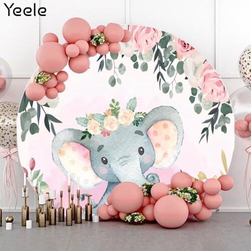 Yeele Photocall Baby Shower Flowers Background Elephant Birthday Party Decor Backdrop Props Photos For Photography Studio Shoot