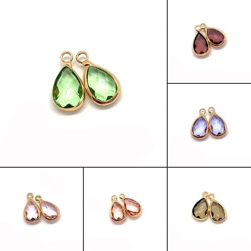 10PCS Drop-shaped Jewelry, A Variety of Colors of Gold and Crystal Pendants,Used To Make Diy Girl Bracelets,Earrings Accessories
