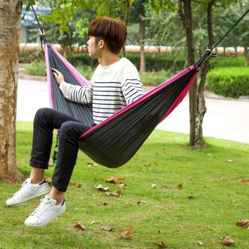 Outdoor funny gear garden hammock with rope & Hooks one person grey color hiking camping trekking sleeping bag hammock