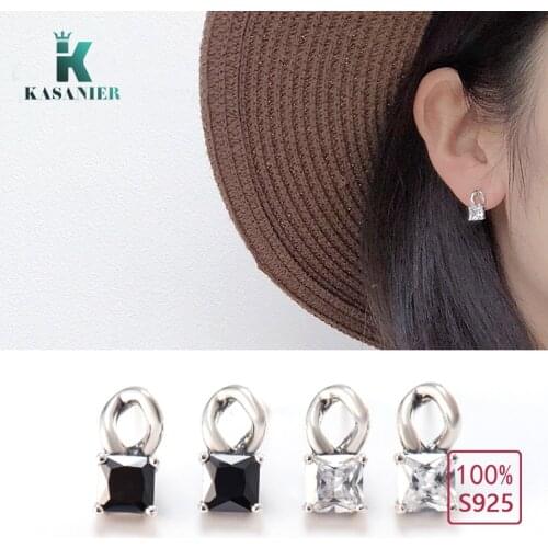 KASANIER Fashion 100% S925 Sterling Silver Stud Earrings mosaic Polygon Zircon Earrings Jewelry for Women Valentines Day gift