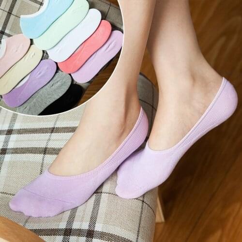 3/4/5Pair Womens Invisible Boat Cotton Socks Summer Styles Low Cut No Show Non-slip Slipper Ankle Sox Cute Thin Candy Short
