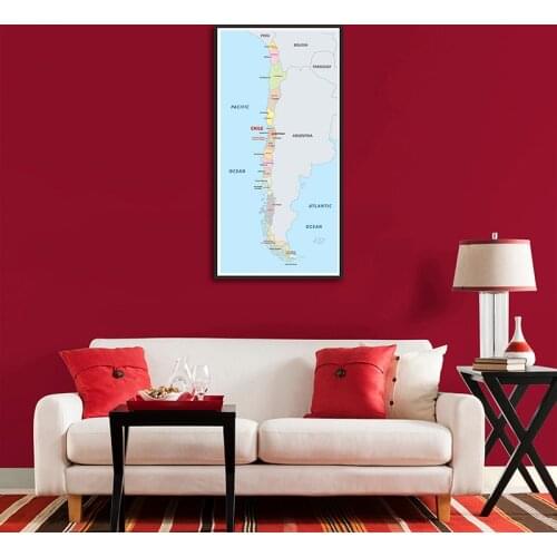 60*120cm The Chile Administrative Map Vintage Posters Non-woven Canvas Paintings Wall Pictures Decoration Students Supplies