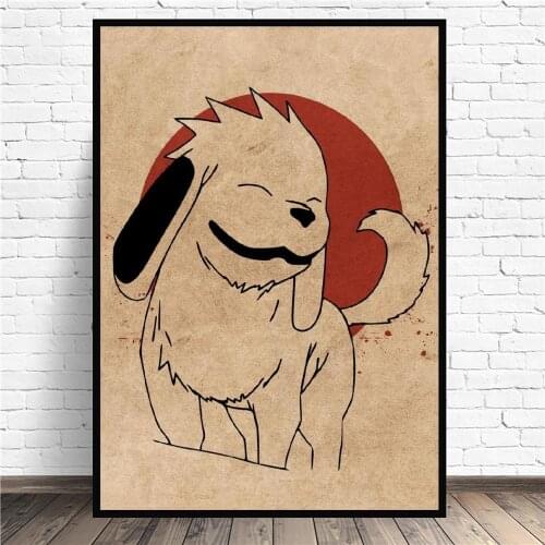 Akamaru Canvas Wall Anime Art Print Modern Poster Wall Pictures Living Room Decor
