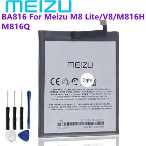 Meizu 100% Original 3200mAh BA816 Battery For Meizu M8 M8 Lite V8 Phone Latest Production High Quality Battery+Tracking Number