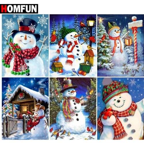HOMFUN Diamond Painting Cross Stitch "Christmas snowman" Full Square Round Diy 5d Diamond Embroidery Picture Rhinestone Art