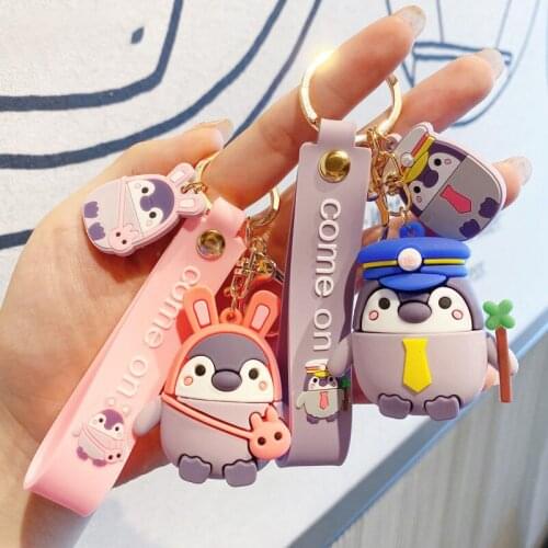 Cartoon Positive Energy Penguin Keychain Cute Doll Key Chain Lovers Accessories Bags Wholesale Gifts Keyring Cute Fashion