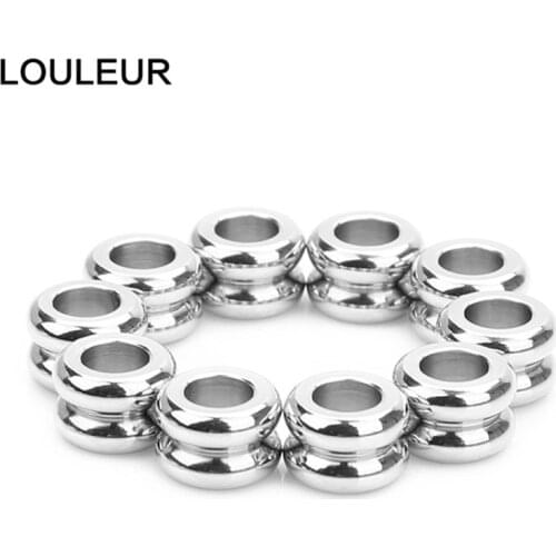 20-50pcs/lot Stainless Steel Tube Slider Bead Stripe Spacer Beads Loose Beads Big Hole Beads For Jewelry Making Wholesale