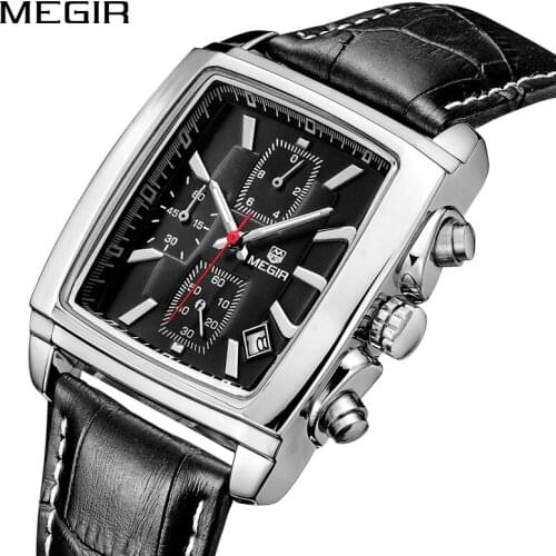 MEGIR Fashion Casual Watches Men Waterproof Chronograph Military Male New Clock Top-Brand Luxury Leather Business Sport Watch