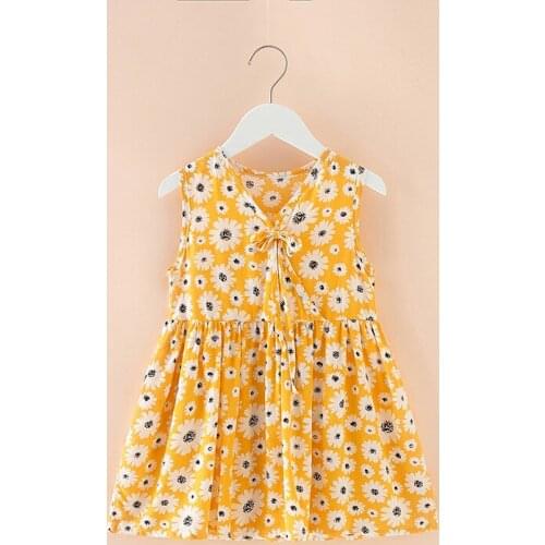 Children Summer Dresses Kids Baby Girls Sleeveless Cute Daisy Print A-line Skirts Children Princess Dresses for Girls Clothes