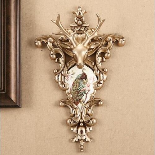 European Lucky Deer Head Wall Mural Home Crafts Decoration Creative Livingroom TV Background 3D Wall Sticker Wall Art Pendant