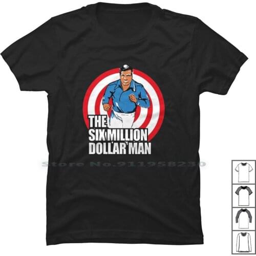 Six Million Dollar Man T Shirt 100% Cotton Million Classic Series Dollar Show Mill Lion Hero Doll 1973 Six Ill