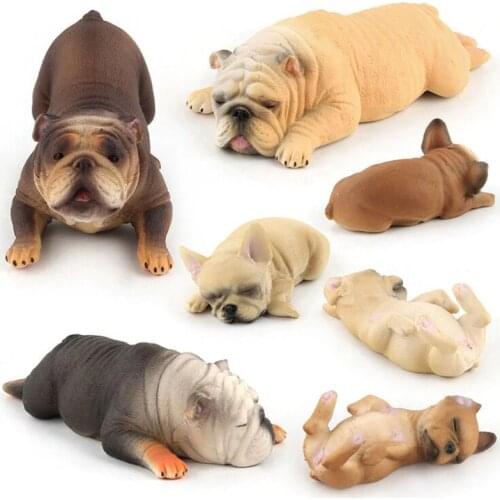 Hot Sale Cute Simulate Sleepling Bulldog Shape Toy Decoration Simulation Kneeling Bulldog Bully Dog Model Hand-made Series Toy