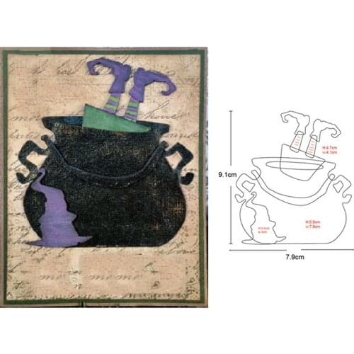 Halloween witch pot Metal Cutting Dies Stencils dies for DIY Scrapbooking Album Embossing Paper Cards Decorative Crafts Die Cuts