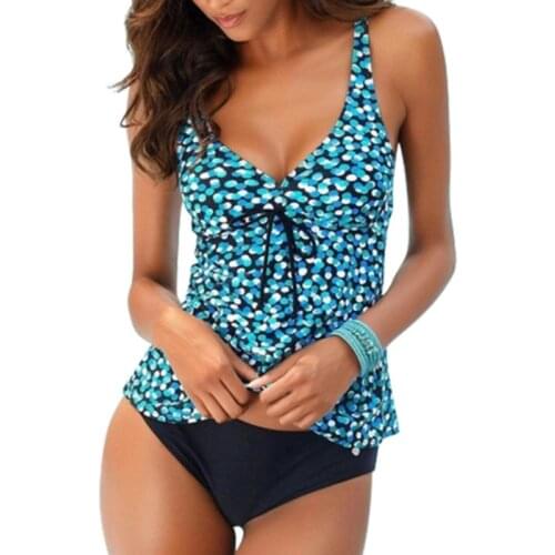 Floral Print Swimsuit Green Bikini Set XXL Polka Dot Swimwear Women Swimming Suit Monokini Summer Bathing Suit Beachwear Trajes