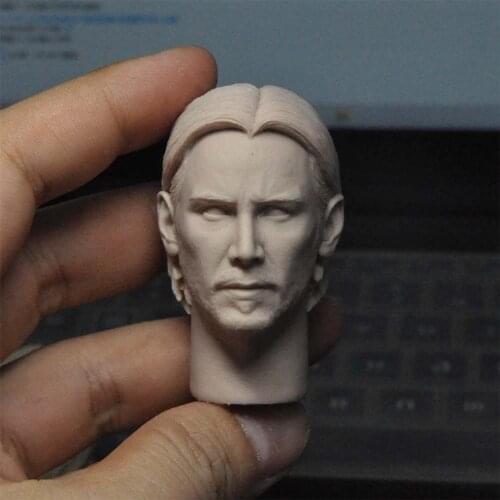 Unpainted 1/6 Scale Keanu Head Sculpt Model For 12'' Action Figure Dolls Painting Exercise No.346
