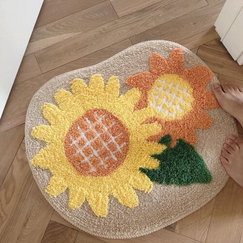 Nordic Non-slip Carpet Area Rugs Sunflower Bedroom Floor Mats Easy Clean Welcome Doormat home decoration Cute Bathroom Rug
