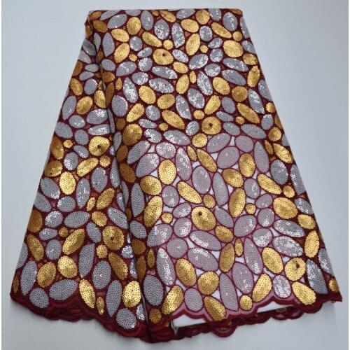 Latest African Tulle Lace Fabric 2020 High Quality French net Sequins Lace Double Organza Lace Fabric For Party Dress 5yards