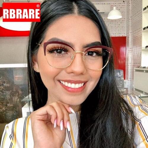 RBRARE Alloy Cat Eye Frame Glasses Women/Men Metal Retro Glasses Frame Female Luxury Optics Eyeglasses Women Gafas Para Leer