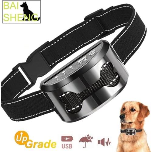 20Pcs/Lot Pet Dog Training Anti Bark Collar Rechargeable Control Train Waterproof Stop Barking Dog Waterproof Training Collars