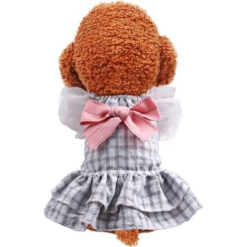 Bowknot Dog Dress Bowknot Design Lightweight Grey Soft Comfy Dog Dress with Bowknot for Dog Pets Clothing 강아지옷