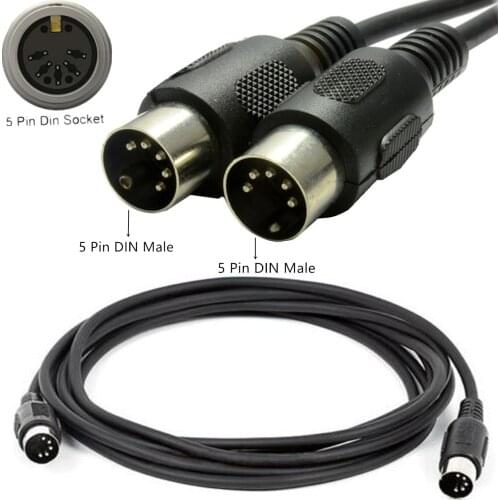 ERE MIDI Cable Male to M 5 Pin DIN Plug Black；5 Pin DIN Male Audio MIDI to MIDI Connector Interface Jack Plug Wire Cord