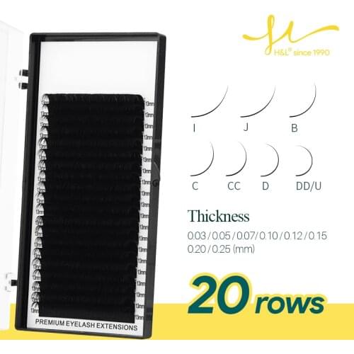 H&L SINCE 1990 20Rows Faux Individual Lashes Maquiagem cilios for Professionals Black Soft Eyelash Extension Thin Tape