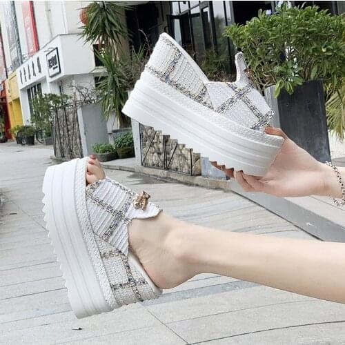 Female Slates Wedge Super High Heels Flip Flops On The Platform Beach Designer Slides Summer Sandals Zapatos De Mujer 2021