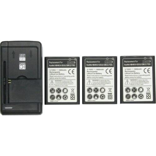 3x 1800mAh HB4W1H / HB4W1 Replacement Battery + Universal Charger For Huawei Ascend G510 G520 G525 Y210 Y530 U8951 T8951