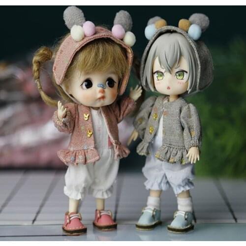 3Pcs/Set 1/12 Doll [Rompers+Coat+Headband] 1/12Doll Clothes (Fit Ob11,Obitsu11,BJD12,Cu-Poche,P9, Molly)