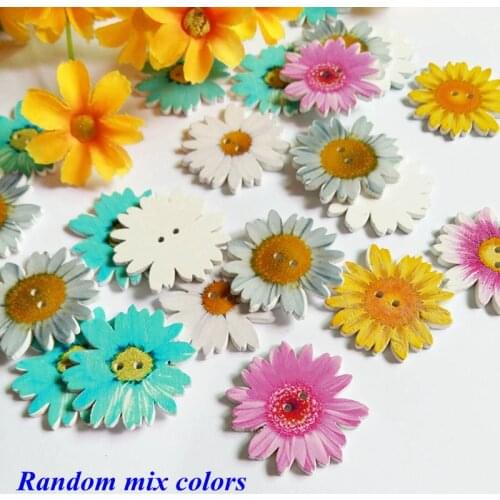 30pcs Mixed Chrysanthemum Buttons DIY Decor For Child Clothing Sewing Buttons Crafts Decorative accessories 35mm 2 Hole buttons