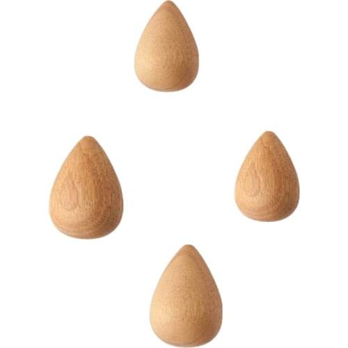 4 Pack Beech Coat Hooks Wall Mounted Single Hangers,Drop Shaped,Hooks for Coat Bag Towels Robe Hat,Home Decorative