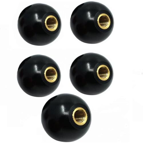 5PCS Black Bakelite Ball Lever Knob M4/M5/M6/M8/M10 Brass Insert Lathe Ball Knob Copper Core Knob Ball Shaped Head Clamping Nuts