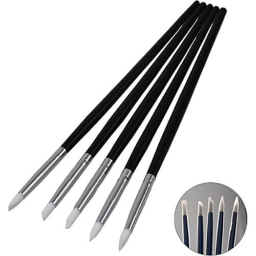 5pcs/set Nail Art Pen Silicone Sculpture Pen Carving DIY Glitter Powder Liquid Manicure Dotting Brush Nail Tips Tools