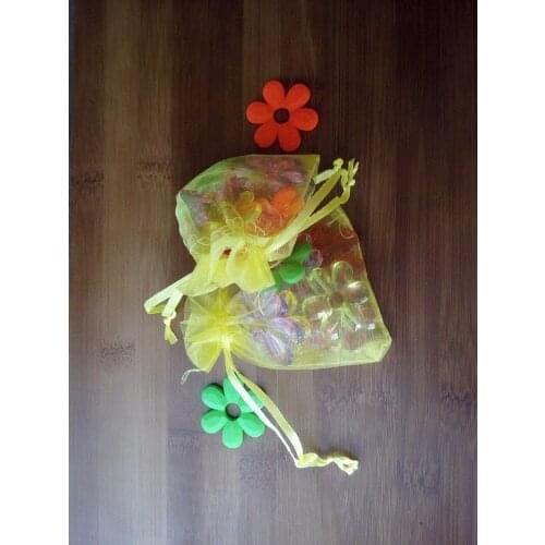 50pcs 7*9cm Yellow Organza Gift Bag Jewelry Packaging Display Bags Drawstring Pouch For Bracelets/necklace Mini Yarn Bag