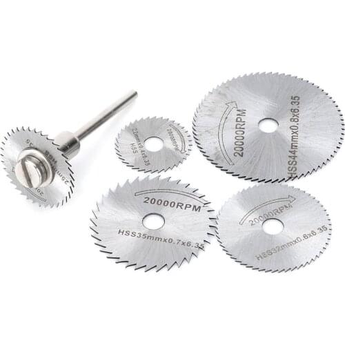 6pcs/ set) mini Circular Saw Blade Set for Wood Aluminum Cutting Disc Rotary Drill Tool Accessory Saw Blades w/ Connecting Rod