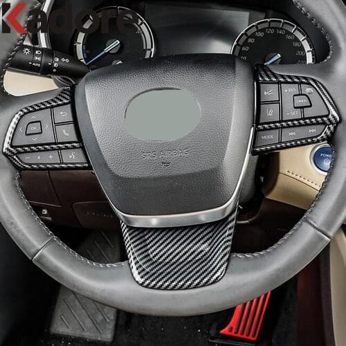 For Toyota Highlander Hybrid 2021 2022 Carbon Fiber Style Steering Wheel Panel Cover Trim Car Interior Accessories 3pcs/set