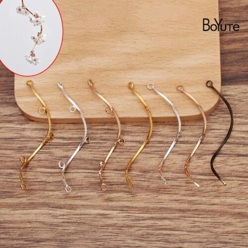 BoYuTe (100 Pieces/Lot) 1*50MM Metal Brass Earring Accessories Wave Bar Diy Handmade Material Jewelry Findings