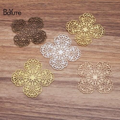BoYuTe (20 Pieces/Lot) 43MM Big Metal Brass Filigree Flower Findings Diy Hand Made Jewelry Accessories Wholesale