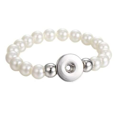 Fashion Colorful Imitation pearl Beads snap Bracelets Bangles Flexible fit DIY 18mm snap buttons Jewelry wholesale bracelet