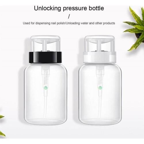 200ml Pumping Dispenser Bottle Empty Plastic Nail Polish Remover Alcohol Liquid Press Nail Art UV Gel Cleaner