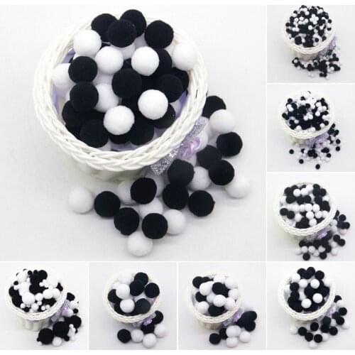 Black White Pompom Fur Plush Ball Soft Pom Poms Diy Material Early Learning Creative Handmade Hair Ball 8/10/15/20/25/30mm 20g