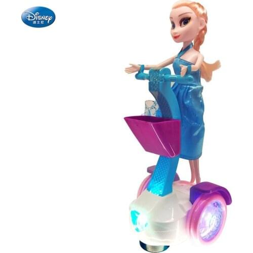 25 cm frozen Princess Elsa and anna dolls with Electric car balance Sound and light music Disney Toys Birthday Gift For Girls