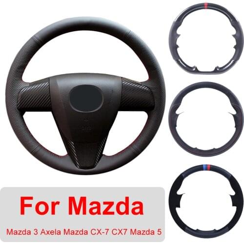 Customized Car Steering Wheel Cover For Mazda 3 Axela Mazda CX-7 CX7 2010-2016 Mazda 5 2011-2013 Leather Protective Wrap