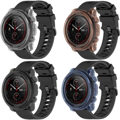 TPU Soft Glass Screen Protector Case Shell Full Edge Frame For Amazfit Stratos 3 Smart Watch Stratos3 Protective Bumper Cover