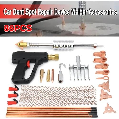86pcs Car Body Dent Repair Puller Kit Dent Spot Repair Removal Device Stud Mini Welding Machine Pulling Hammer Tool Kit