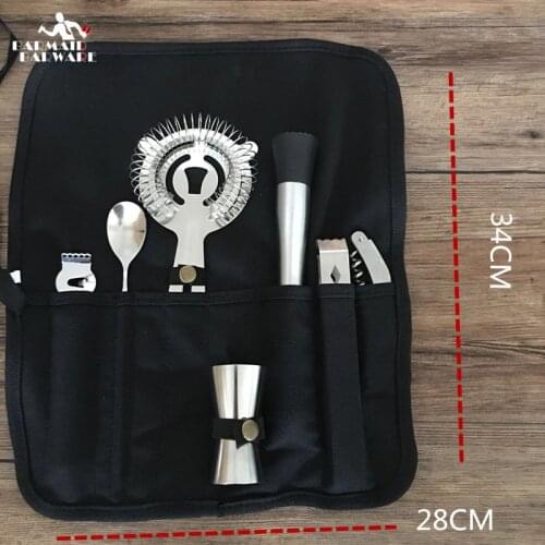 Cocktail Shaker Bar Set ( 7 pieces tools + 1 pieces Bar Tool Bag ) Mixology Bag Professional Bartender Cocktail Kit Bar Tool Kit