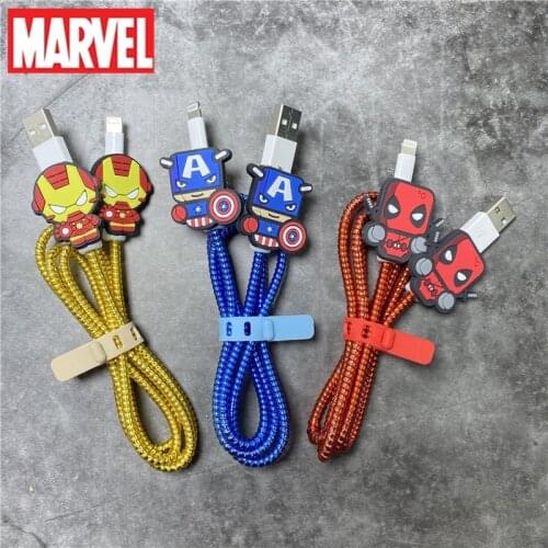 Marvel Cable Winder Set Cartoon Charger USB Cable Protector For Apple IPhone For Samsung Xiaomi Huawei Cable Protect Decoration
