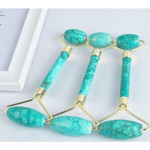 Natural turquoise Jade Roller Face Massager Lift Slimmer Shaper jade stone Facial Beauty Jade Massager roller beauty care skin t